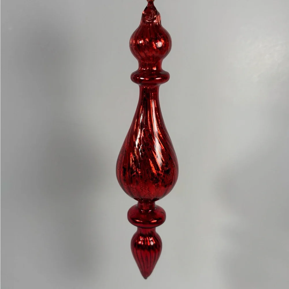 robert stanley christmas Teardrop Swirled Detailing Red‎ Glass ornament set Of 3